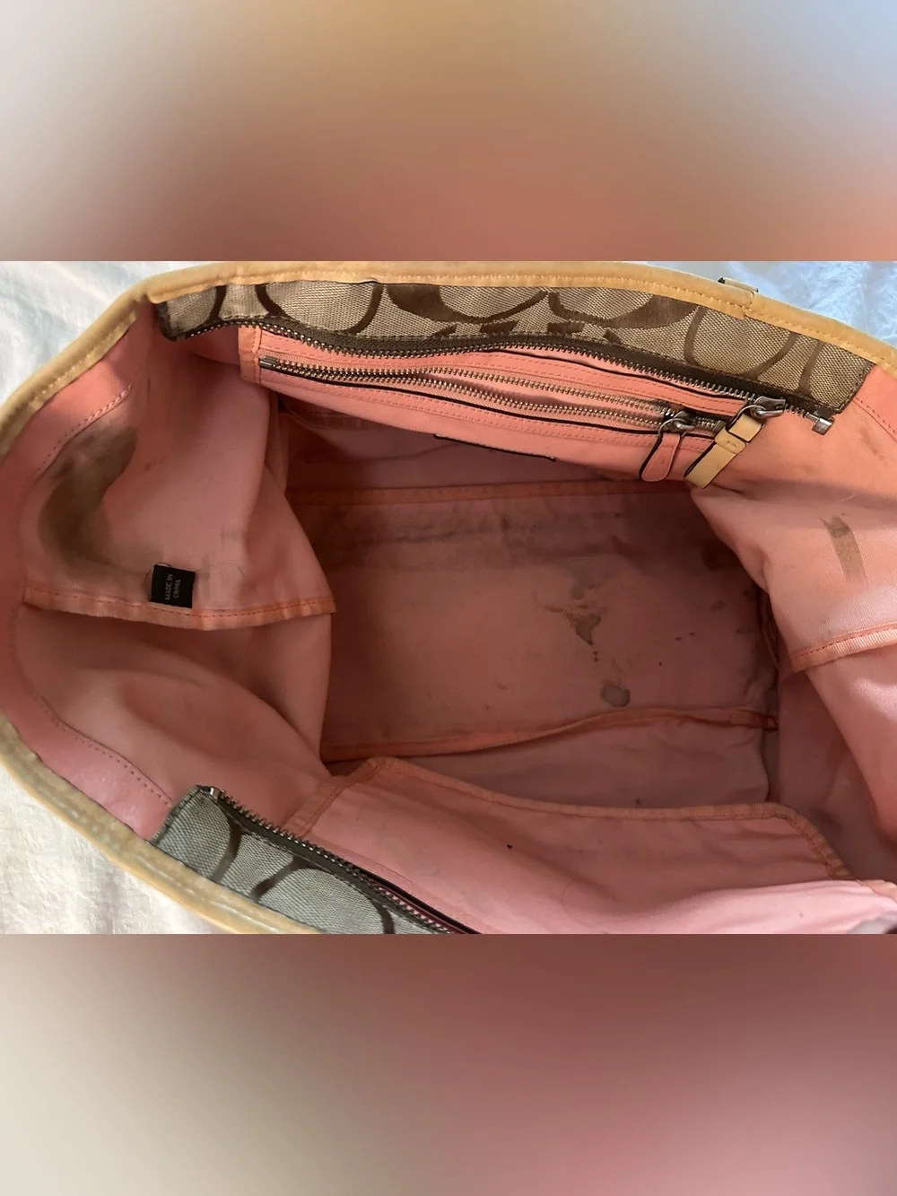 Khaki Signature Canvas with Pink Patent Leather Trim (Circa 2010)